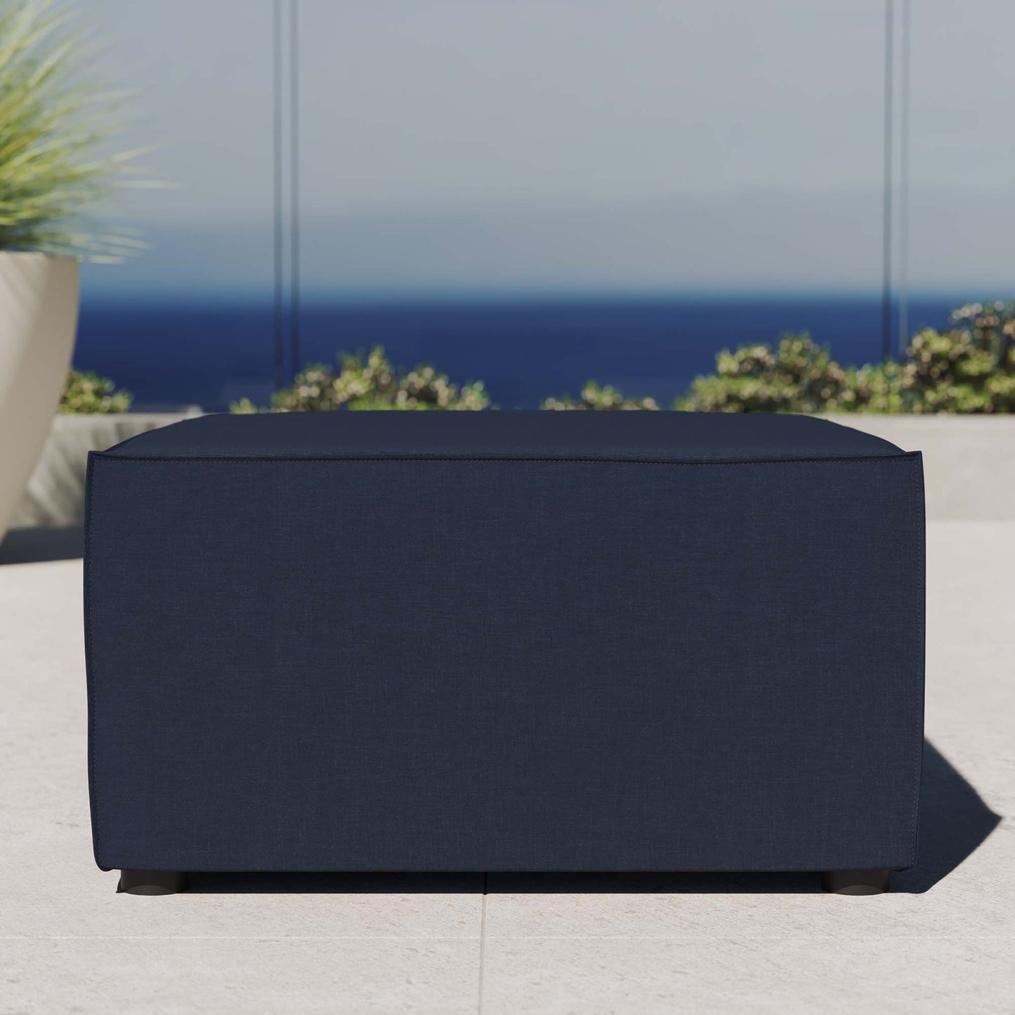 Saybrook Outdoor Patio Upholstered Sectional Sofa Ottoman by Furniture For America