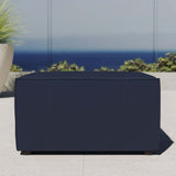 Heath Outdoor Patio Upholstered Sectional Sofa Ottoman in Navy