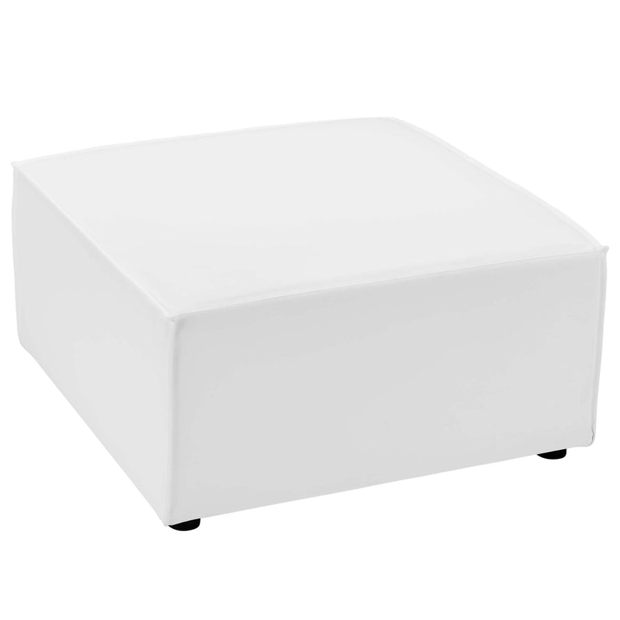 Heath Outdoor Patio Upholstered Sectional Sofa Ottoman in White