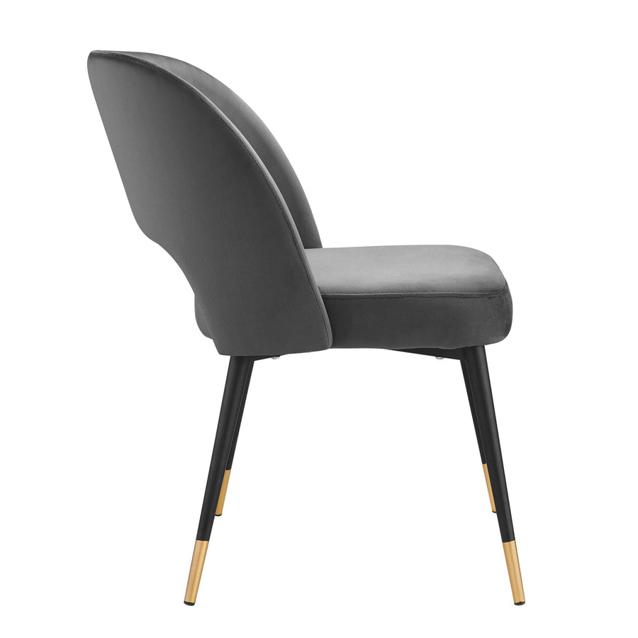 Plaid Performance Velvet Dining Side Chair in Charcoal