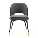 Plaid Performance Velvet Dining Side Chair in Charcoal