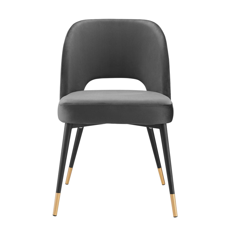 Plaid Performance Velvet Dining Side Chair in Charcoal