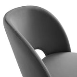 Plaid Performance Velvet Dining Side Chair in Charcoal