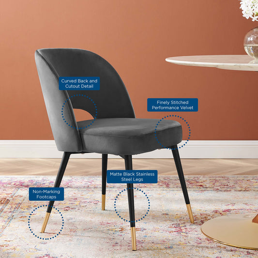 Rouse Performance Velvet Dining Side Chair by Furniture for America