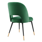 Plaid Performance Velvet Dining Side Chair in Emerald
