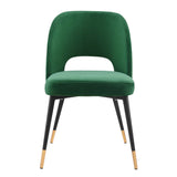 Plaid Performance Velvet Dining Side Chair in Emerald