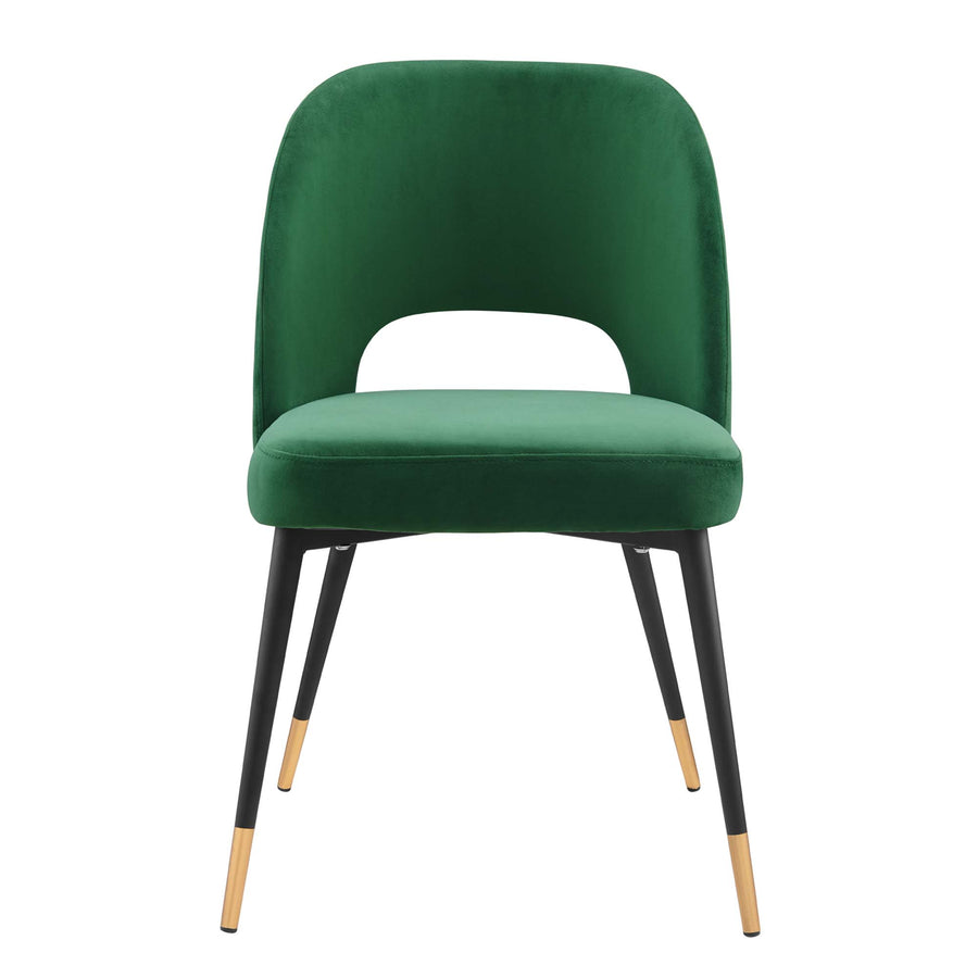 Plaid Performance Velvet Dining Side Chair in Emerald