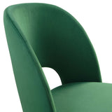Plaid Performance Velvet Dining Side Chair in Emerald