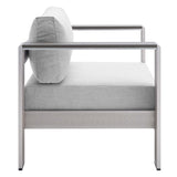 Marlow Sunbrella® Fabric Aluminum Outdoor Patio Armchair in Silver Gray