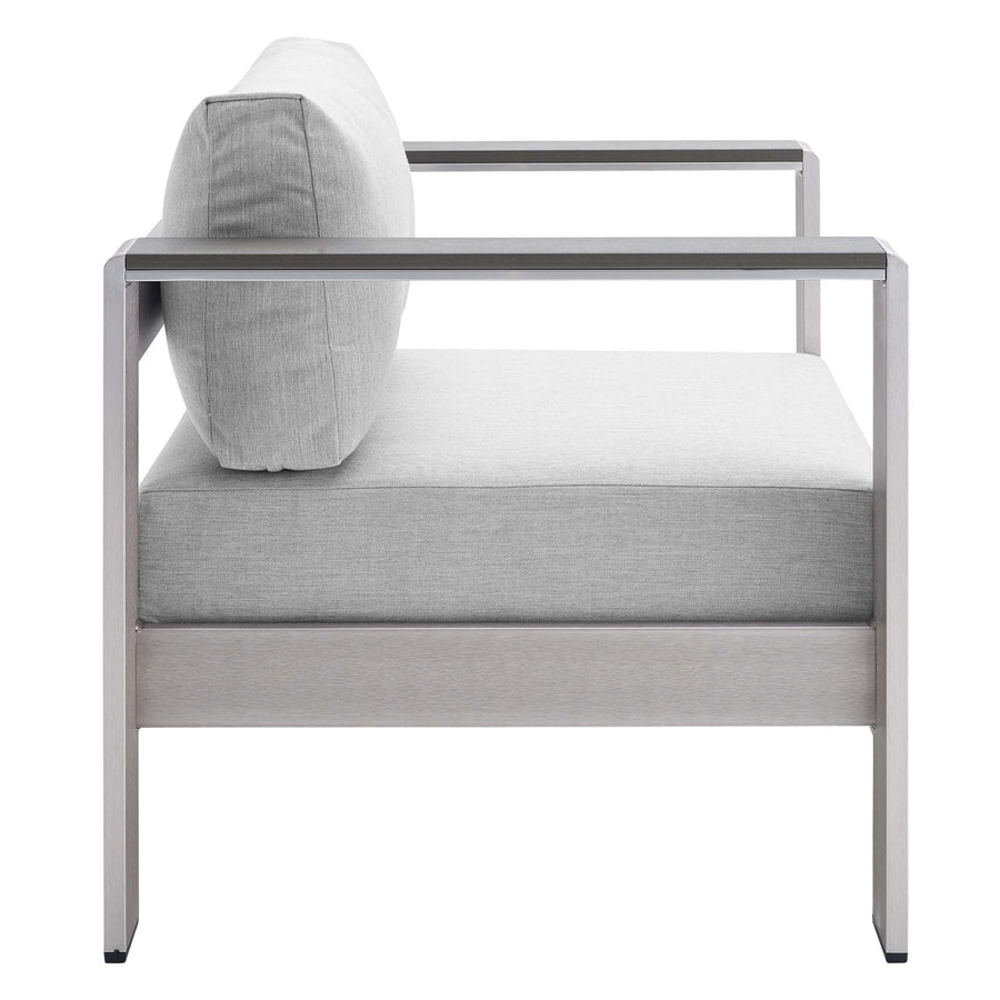 Marlow Sunbrella® Fabric Aluminum Outdoor Patio Armchair in Silver Gray