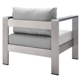 Marlow Sunbrella® Fabric Aluminum Outdoor Patio Armchair in Silver Gray
