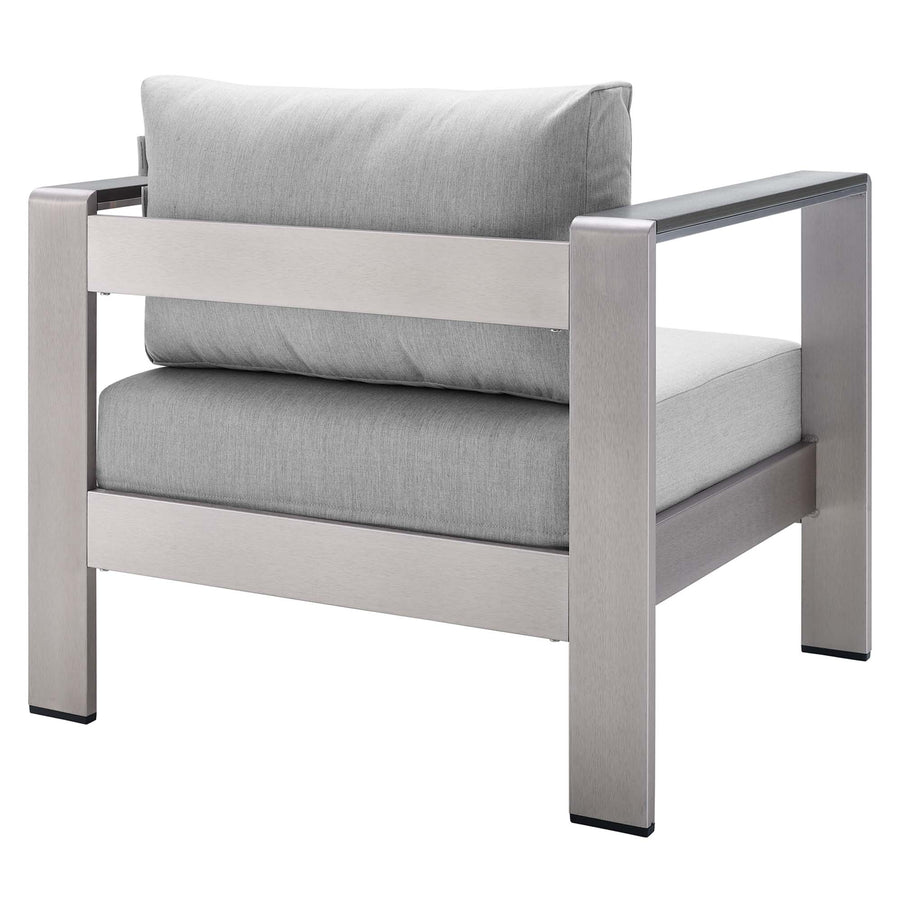 Marlow Sunbrella® Fabric Aluminum Outdoor Patio Armchair in Silver Gray