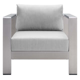 Marlow Sunbrella® Fabric Aluminum Outdoor Patio Armchair in Silver Gray