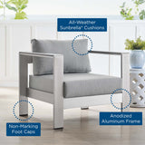 Marlow Sunbrella® Fabric Aluminum Outdoor Patio Armchair in Silver Gray