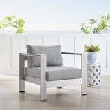 Marlow Sunbrella® Fabric Aluminum Outdoor Patio Armchair in Silver Gray