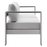 Marlow Sunbrella® Fabric Aluminum Outdoor Patio Loveseat in Silver Gray