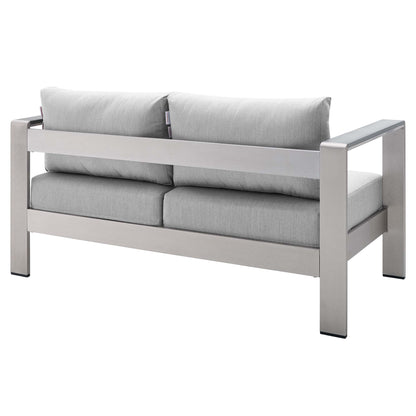 Shore SunbrellaÂ® Fabric Aluminum Outdoor Patio Loveseat by Furniture for America