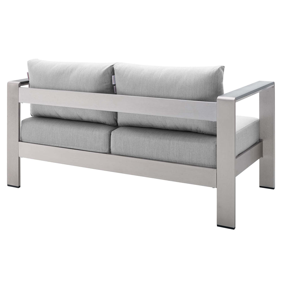 Marlow Sunbrella® Fabric Aluminum Outdoor Patio Loveseat in Silver Gray