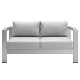 Marlow Sunbrella® Fabric Aluminum Outdoor Patio Loveseat in Silver Gray