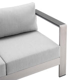 Marlow Sunbrella® Fabric Aluminum Outdoor Patio Loveseat in Silver Gray