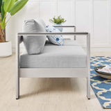 Marlow Sunbrella® Fabric Aluminum Outdoor Patio Loveseat in Silver Gray