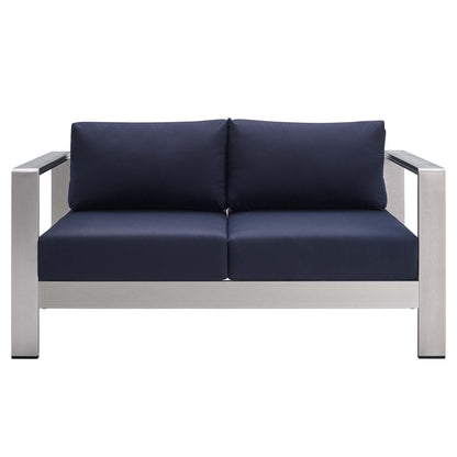 Shore SunbrellaÂ® Fabric Aluminum Outdoor Patio Loveseat by Furniture for America
