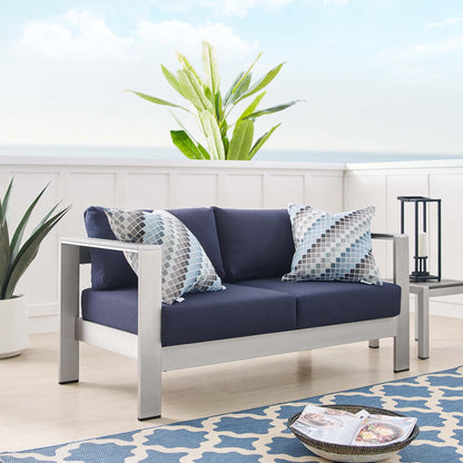 Shore SunbrellaÂ® Fabric Aluminum Outdoor Patio Loveseat by Furniture for America