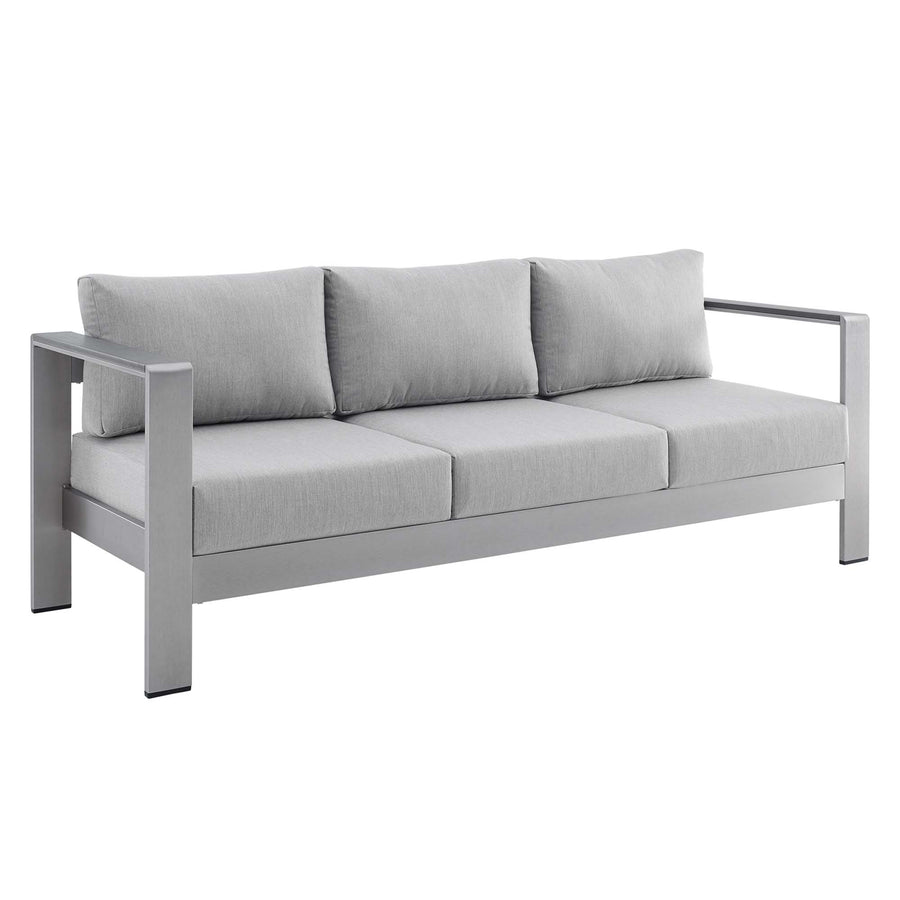 Marlow Sunbrella® Fabric Aluminum Outdoor Patio Sofa in Silver Gray
