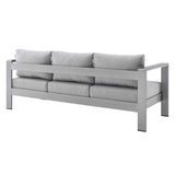 Marlow Sunbrella® Fabric Aluminum Outdoor Patio Sofa in Silver Gray