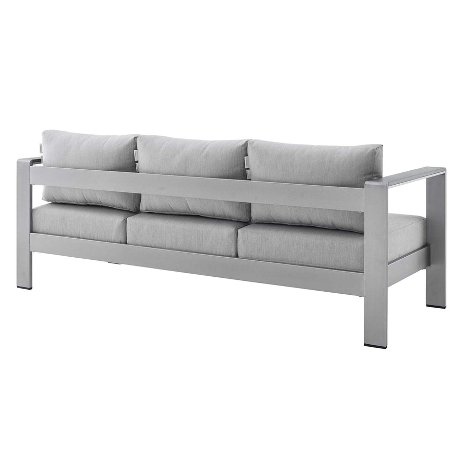 Marlow Sunbrella® Fabric Aluminum Outdoor Patio Sofa in Silver Gray