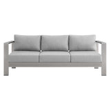 Marlow Sunbrella® Fabric Aluminum Outdoor Patio Sofa in Silver Gray