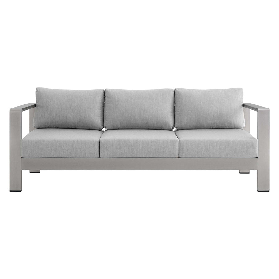 Marlow Sunbrella® Fabric Aluminum Outdoor Patio Sofa in Silver Gray
