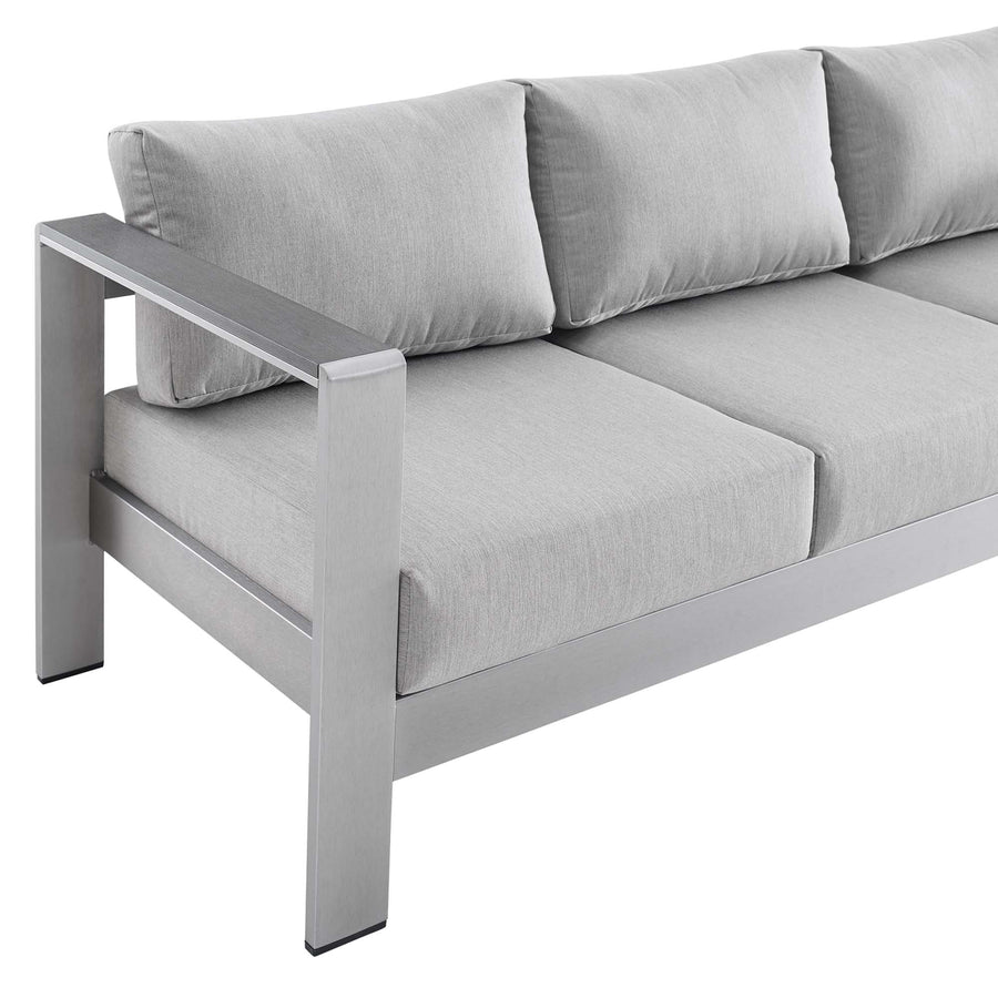 Marlow Sunbrella® Fabric Aluminum Outdoor Patio Sofa in Silver Gray