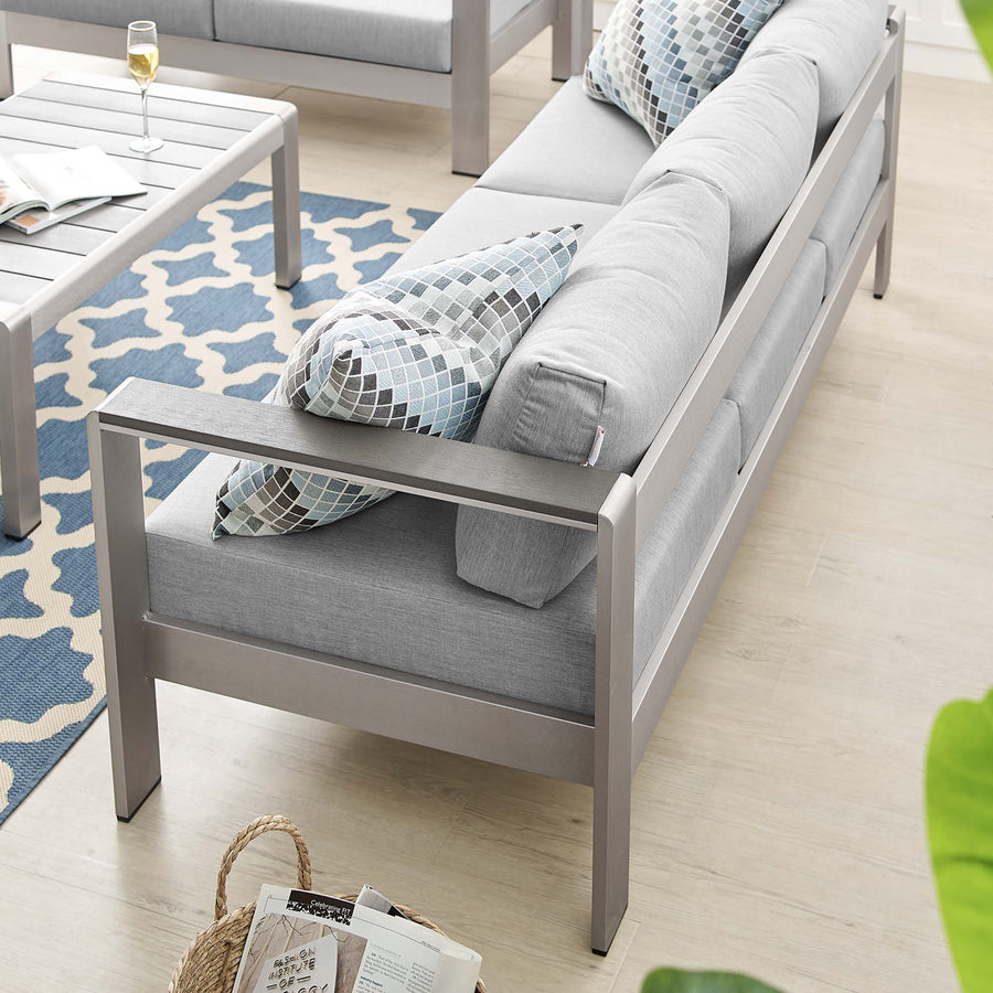Marlow Sunbrella® Fabric Aluminum Outdoor Patio Sofa in Silver Gray