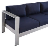 Marlow Sunbrella® Fabric Aluminum Outdoor Patio Sofa in Silver Navy