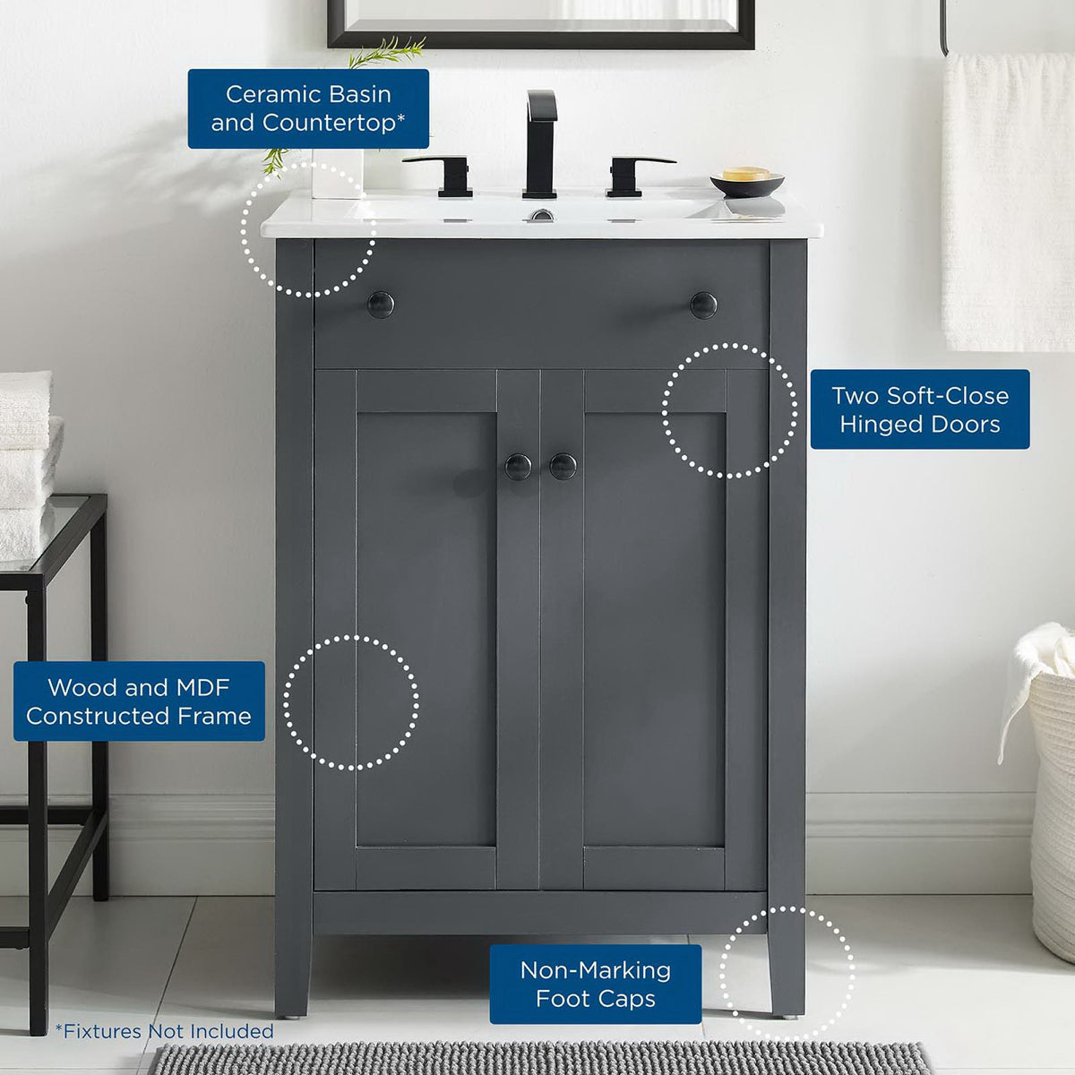 Nantucket 24" Bathroom Vanity in Gray White