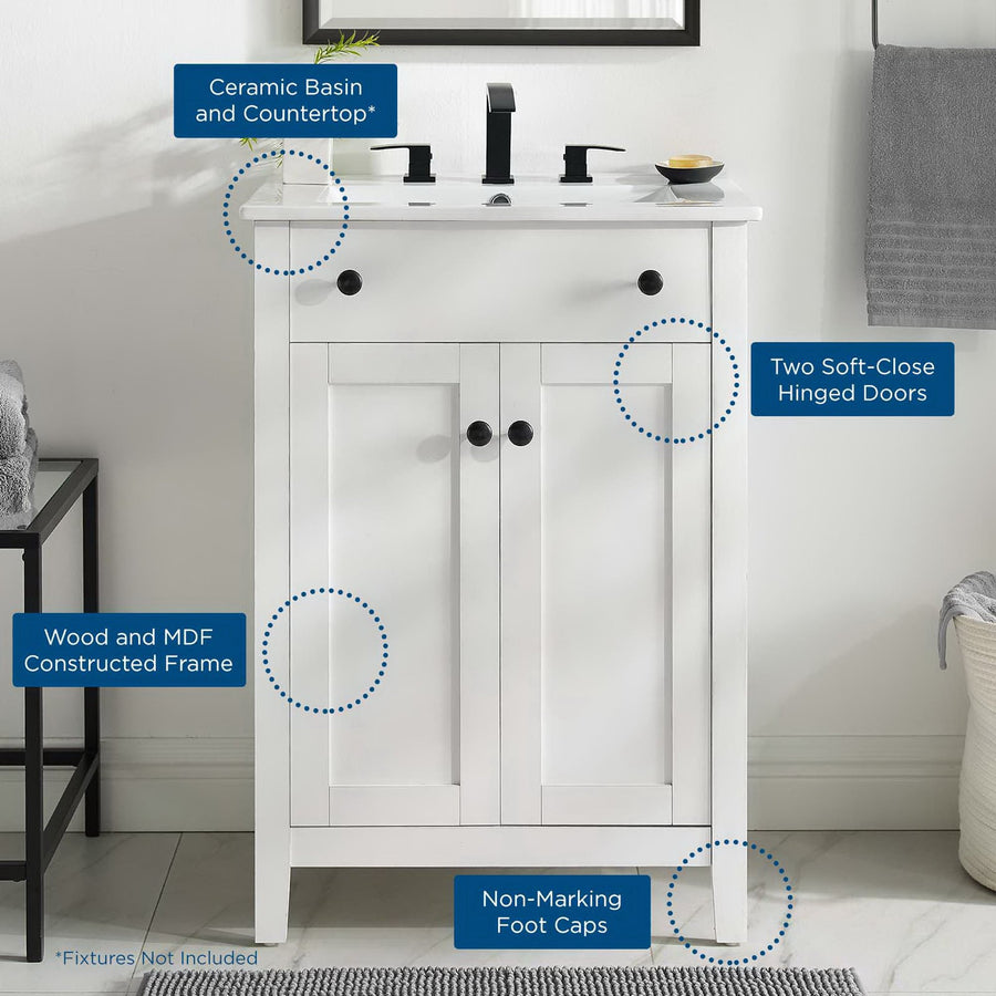 Copal 24" Bathroom Vanity in White White