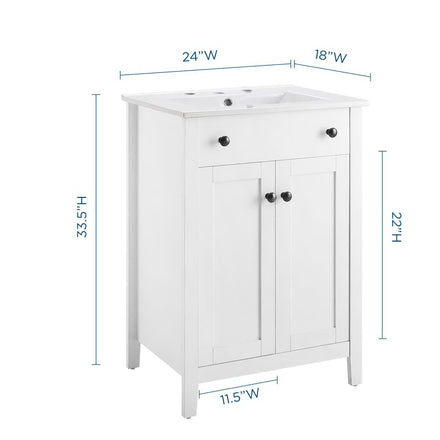 Nantucket 24" Bathroom Vanity in White White