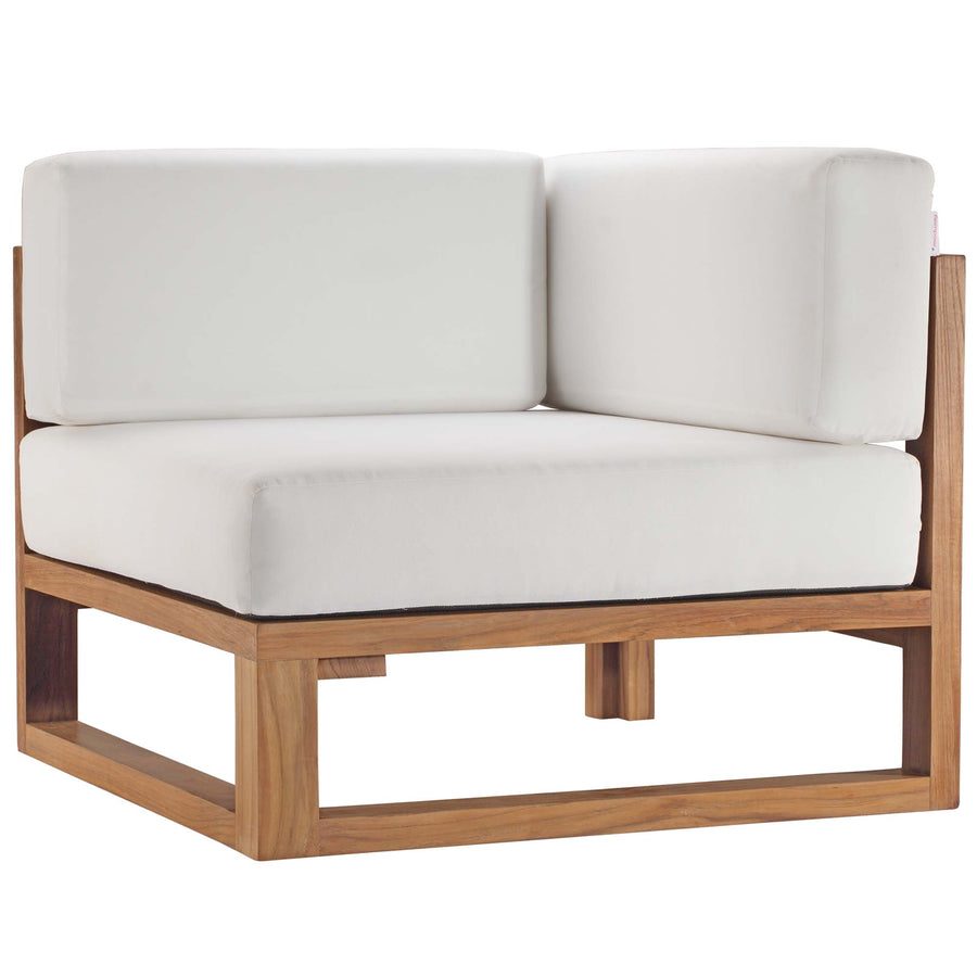 Cedar 4-Piece Outdoor Patio Teak Wood Sectional Sofa Set in Natural White