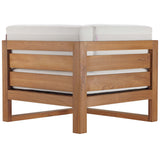 Cedar 4-Piece Outdoor Patio Teak Wood Sectional Sofa Set in Natural White