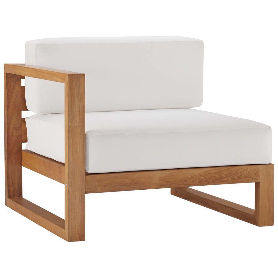 Cedar 4-Piece Outdoor Patio Teak Wood Sectional Sofa Set in Natural White