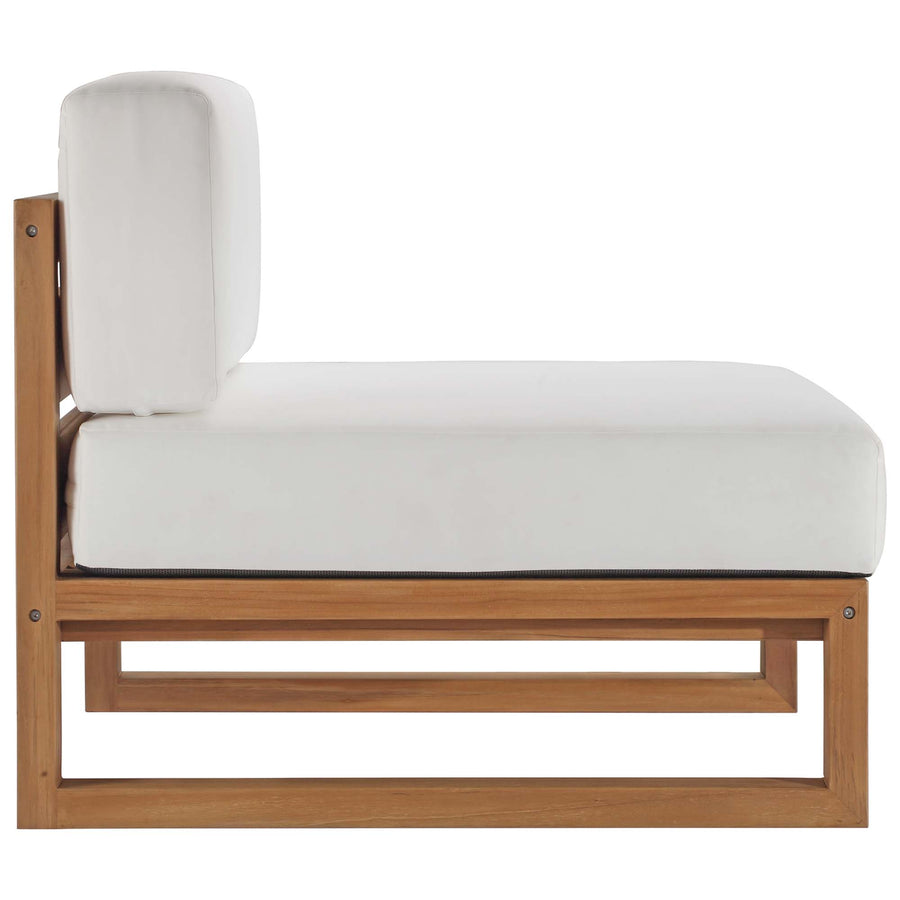 Cedar 4-Piece Outdoor Patio Teak Wood Sectional Sofa Set in Natural White