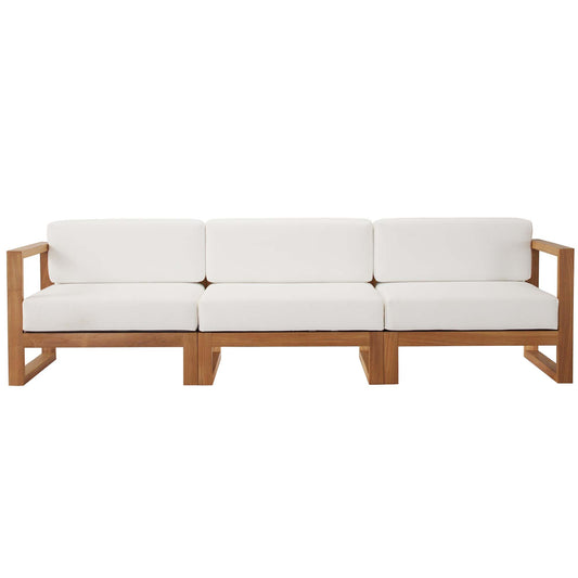 Upland 3-Piece Outdoor Patio Teak Wood Sectional Sofa Set by Furniture For America