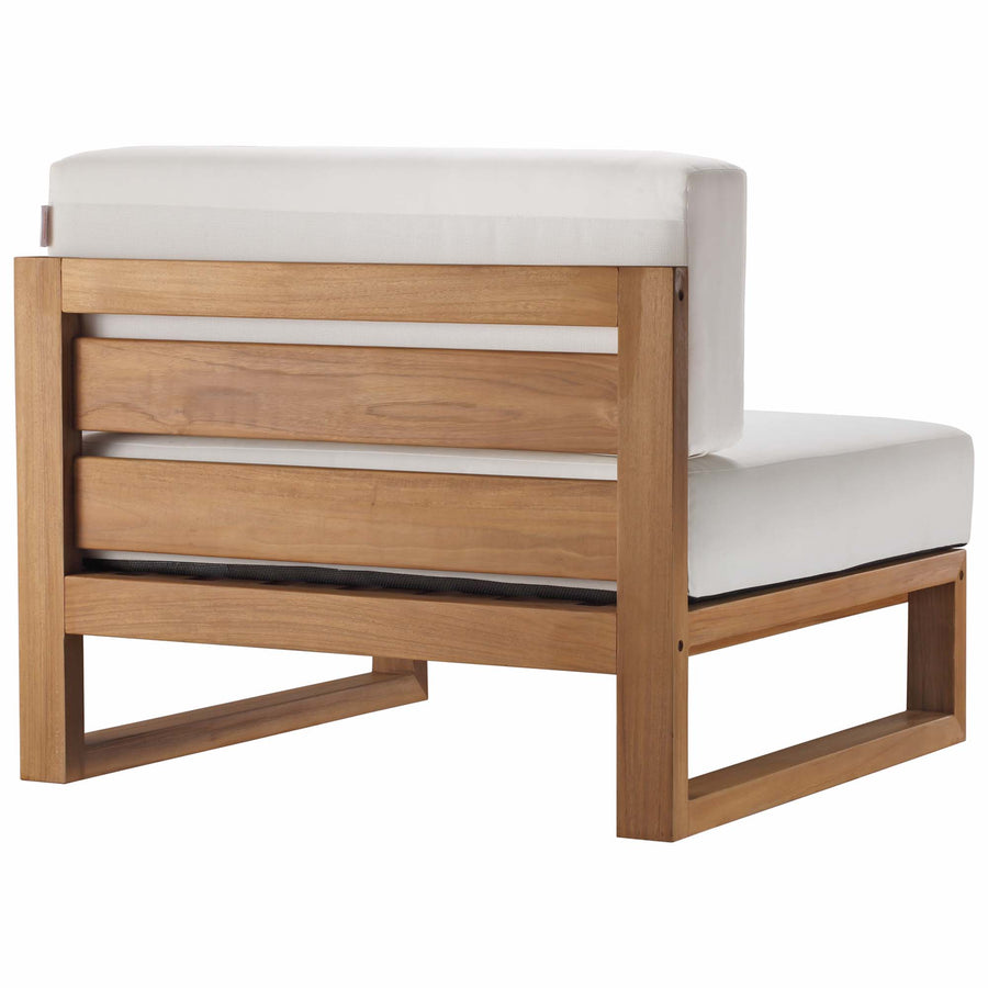 Cedar 3-Piece Outdoor Patio Teak Wood Sectional Sofa Set in Natural White