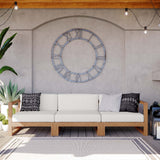 Cedar 3-Piece Outdoor Patio Teak Wood Sectional Sofa Set in Natural White