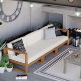 Cedar 3-Piece Outdoor Patio Teak Wood Sectional Sofa Set in Natural White