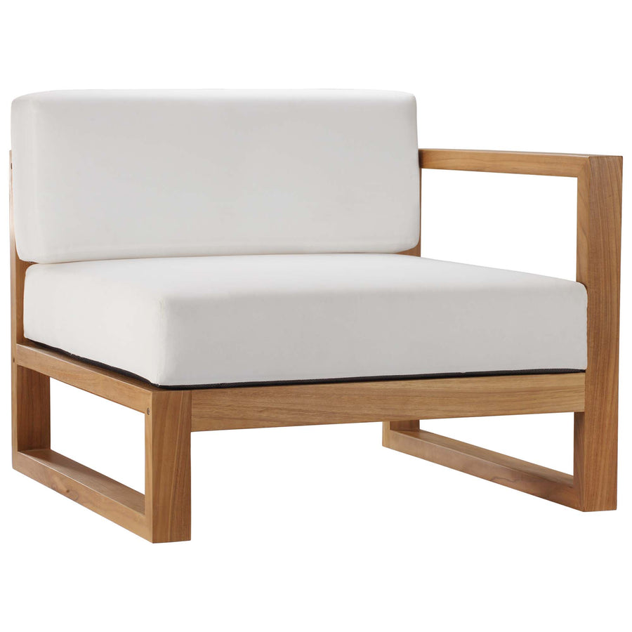 Cedar 3-Piece Outdoor Patio Teak Wood Sectional Sofa Set in Natural White