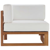 Cedar 3-Piece Outdoor Patio Teak Wood Sectional Sofa Set in Natural White