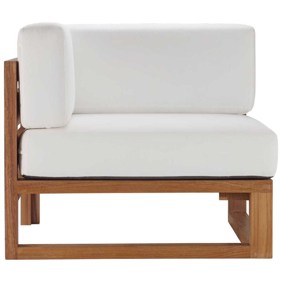 Cedar 3-Piece Outdoor Patio Teak Wood Sectional Sofa Set in Natural White