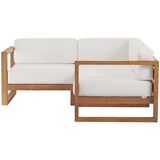 Cedar 3-Piece Outdoor Patio Teak Wood Sectional Sofa Set in Natural White